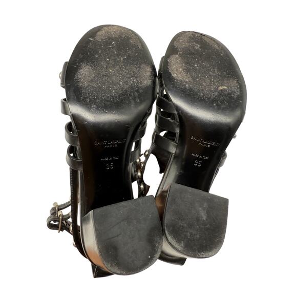 Saint Laurent Leather Studded Open Toe Gladiator Sandals Black Women's Size 35 - Picture 6 of 6